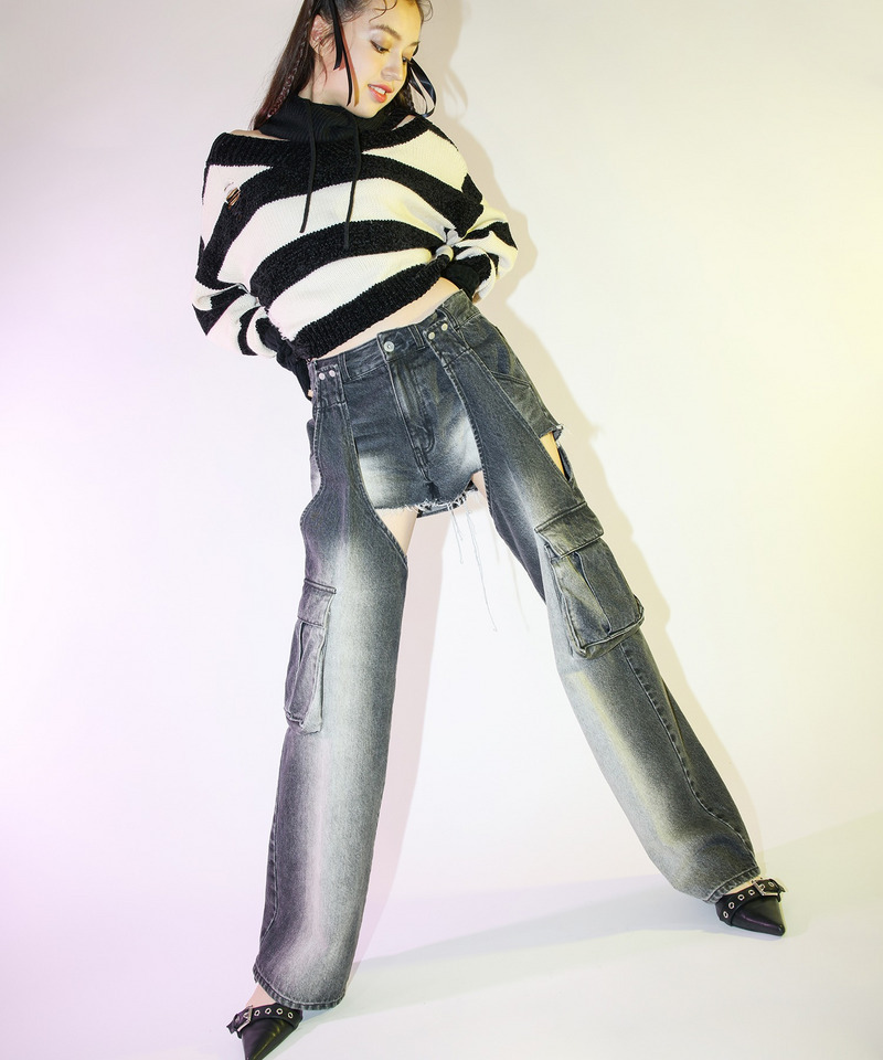 2WAYカーゴオーバーダイデニム｜SPIRALGIRL スパイラルガール 商品詳細