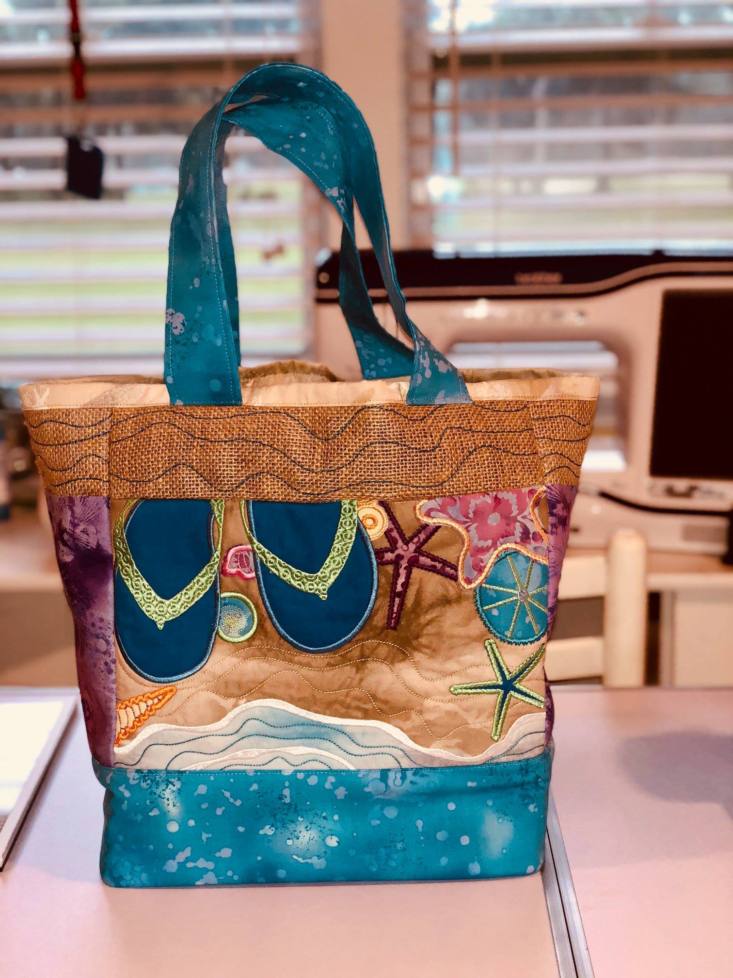 Beach Bag 6x10 7x12 in the hoop machine embroidery design