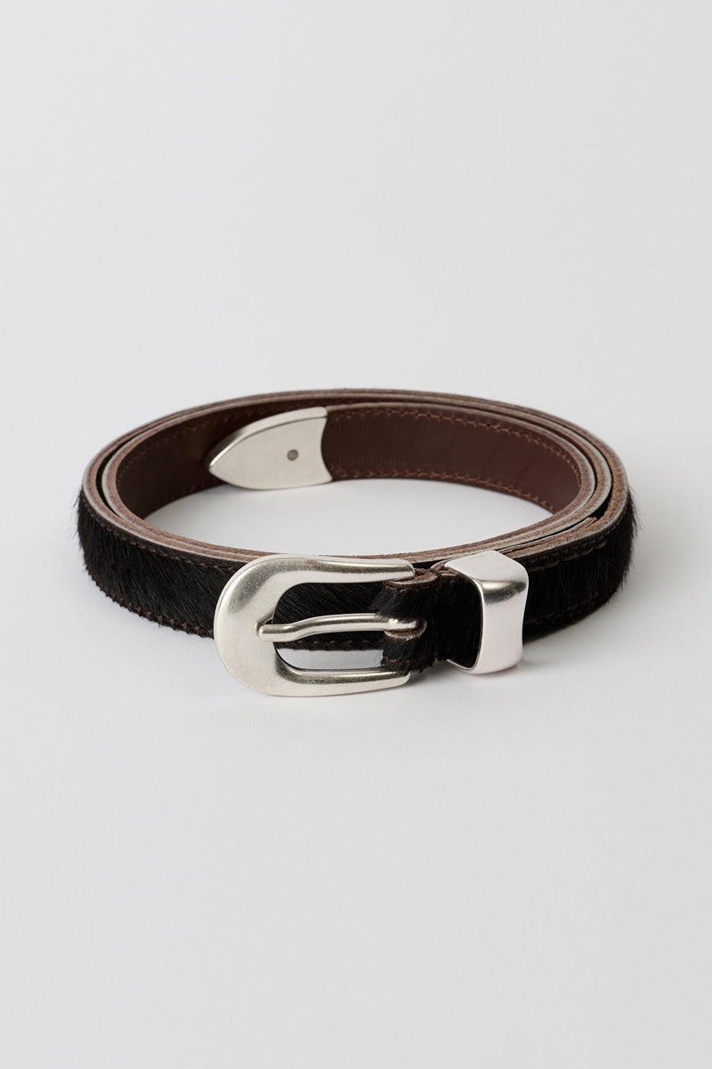 OUR LEGACY | 2CM BELT / CHOCOLATE HAIR ON HIDE ウエスタンレザー