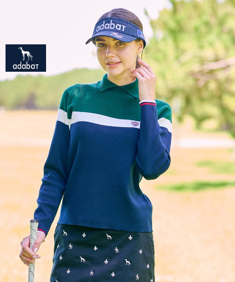 ADABAT NAVY】トリコロールスプリットカラーニット（ニット/セーター