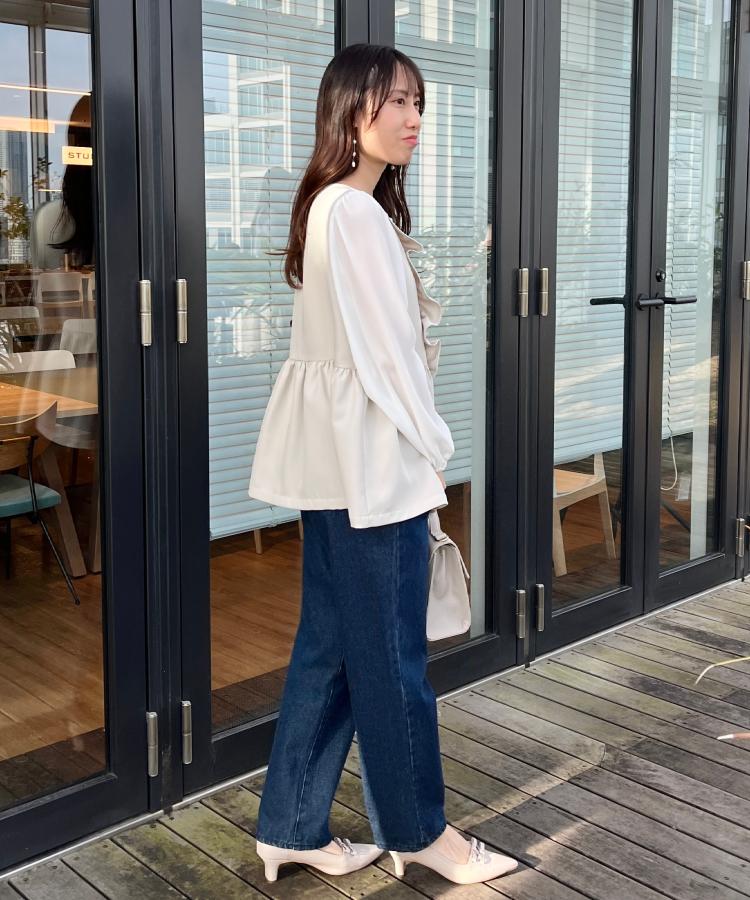 ハレの日・通勤】フリルドッキング ペプラムブラウス（シャツ