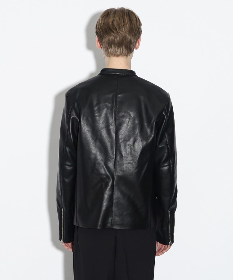 WEB限定】シンセティックレザーシングルライダースジャケット