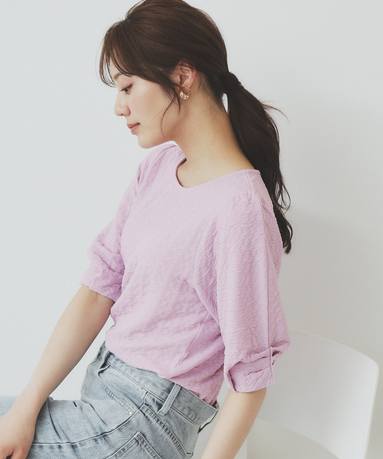 シボジャカードタックギャザートップス【洗濯機洗い可】（カットソー