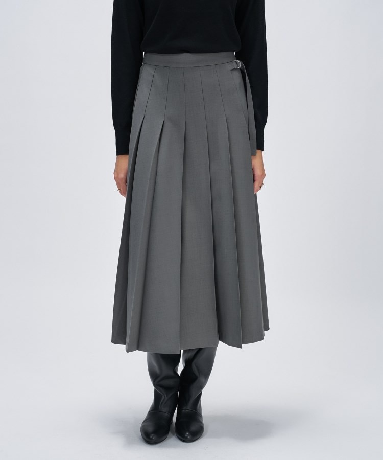 手洗い可】フロントプリーツスカート（マキシ・ロングスカート