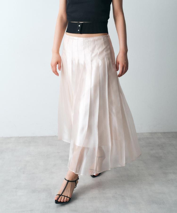 shiny sheer pleated skirt（マキシ・ロングスカート） | CODE A