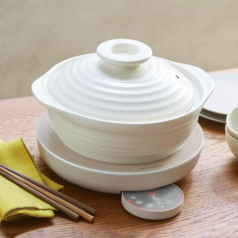 recolte(レコルト) 卓上IH クッキンググリドル クリームホワイト RIH-1