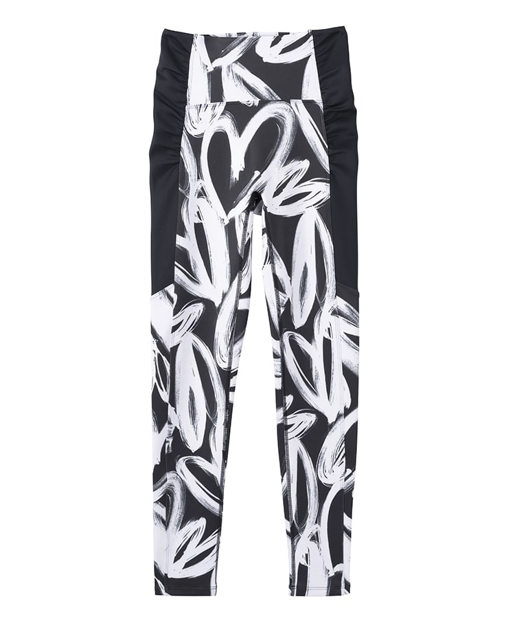 SUKALA】ハートプリントサイドギャザーレギンス(XS・Lサイズ ベージュ