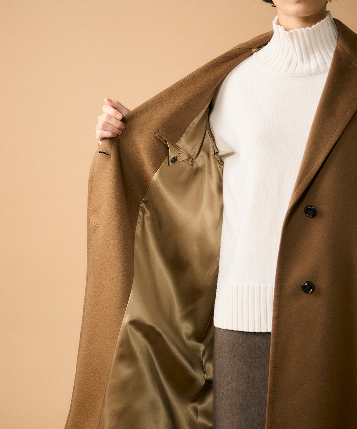 COLOMBO （エディフィス）チェスターコート カシミヤ混キャメル46