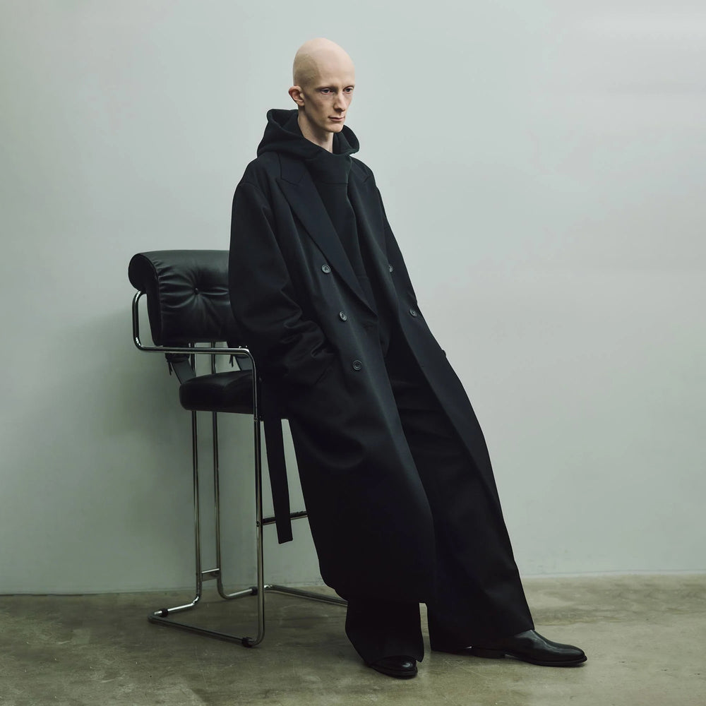 W/SI SATIN PEAK LAPEL LONG COAT – OBLIGE