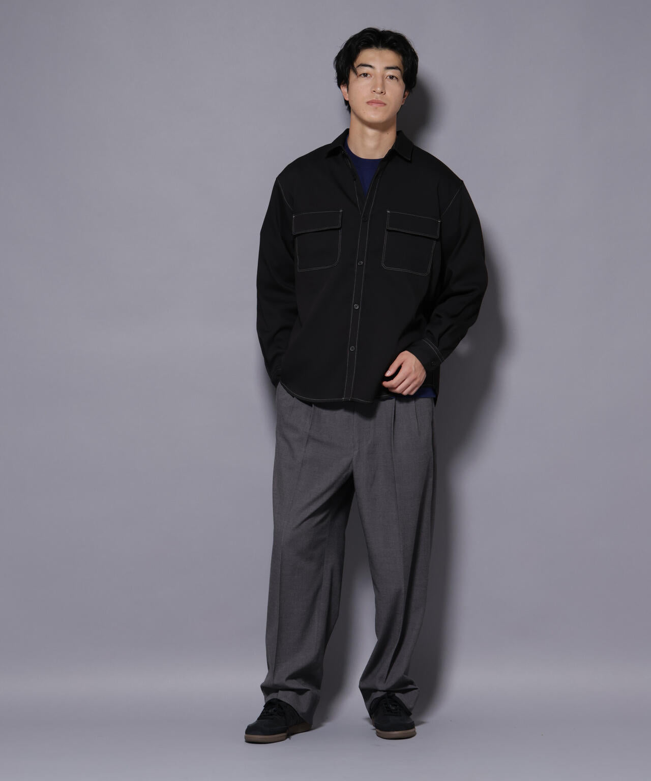 ストレッチツイルフラップポケットシャツ