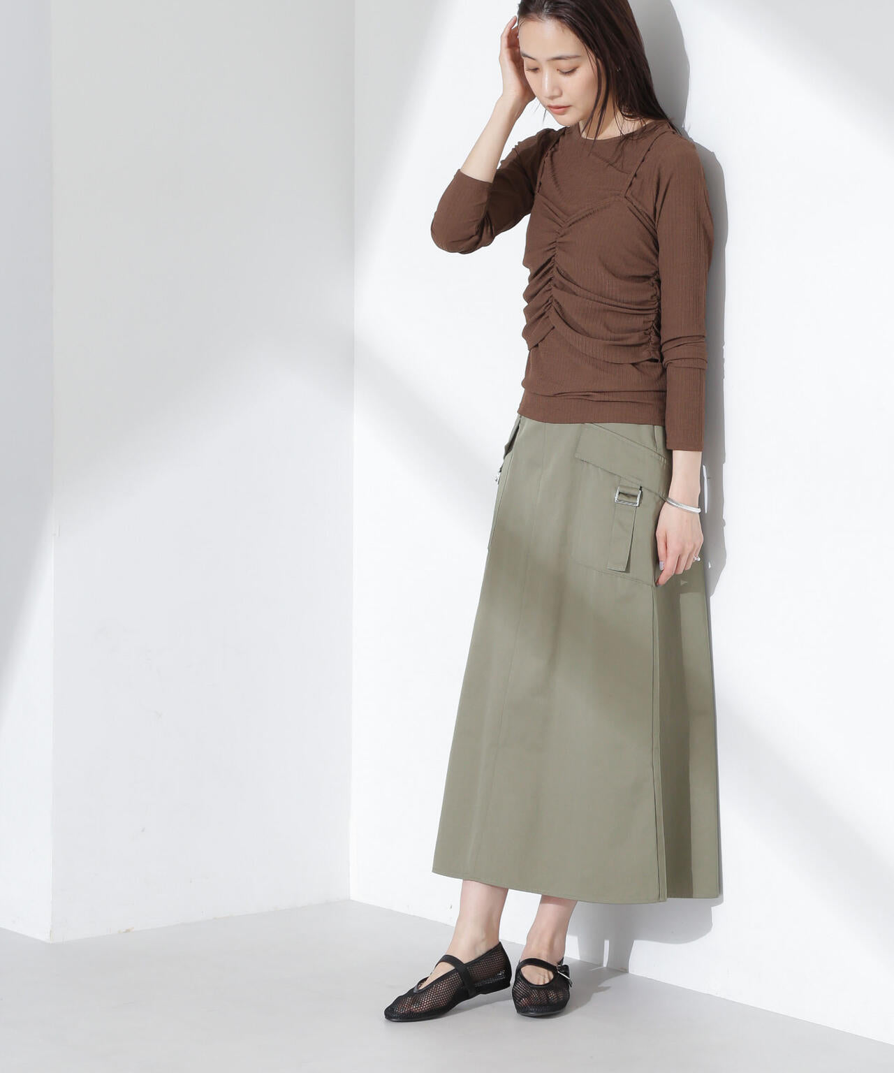 フラップポケット フレア スカート