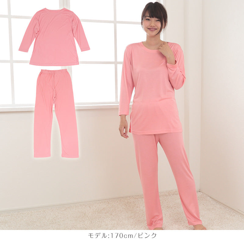 シルク100% パジャマ レディース 長袖 ニット M L LL シルク シルク