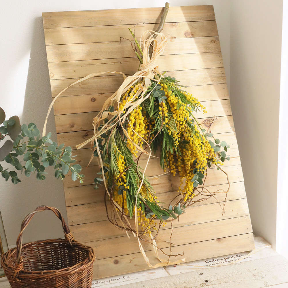 生花】ミモザのティアドロップスワッグ ☆はなどんやキット - 花材通販