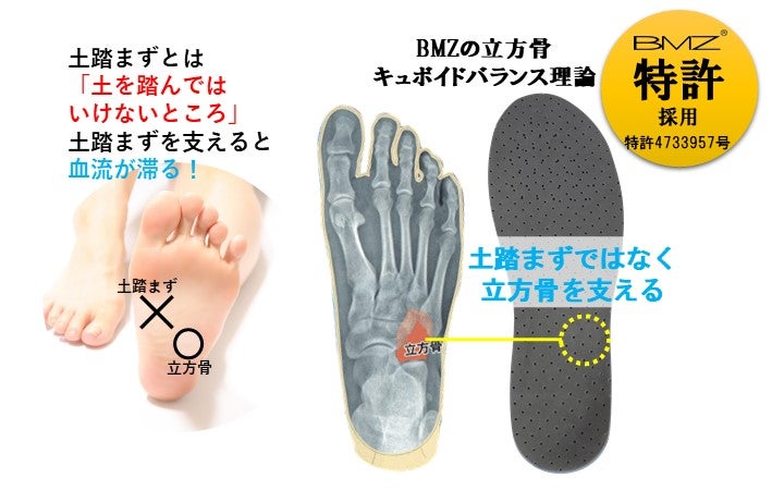 立方骨を支える新設計と抜群の衝撃吸収で、姿勢がシュッ！となる
