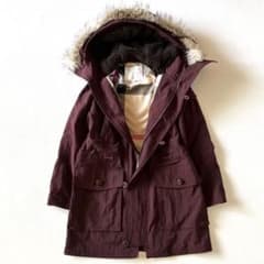 バーバリー 2way モッズコート アウター 裏地チェック ファー ワイン