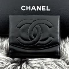 美品✨】シャネル 財布 ココステッチ デカココ ラムスキン Wホック 二