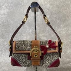 COACH コーチ ソーホー ツイード デミフラップ ハンドバッグ 8F01