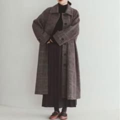 北欧、暮らしの道具店 ウールロングコート グレンチェック Sサイズ