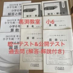 馬渕教室 小6 統一テスト&公開テスト過去問 解答・解説付き - メルカリ