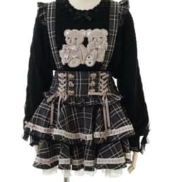 LIZLISA はしごリボンチェックティアード スカパン グレー - メルカリ