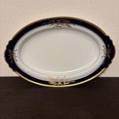 大倉陶園 ロイヤルブルー 瑠璃金彩金蝕稲穂 オーバルプレート ディナー