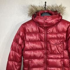 オールド ユニクロ プレミアムダウンジャケット ファー レッド - メルカリ