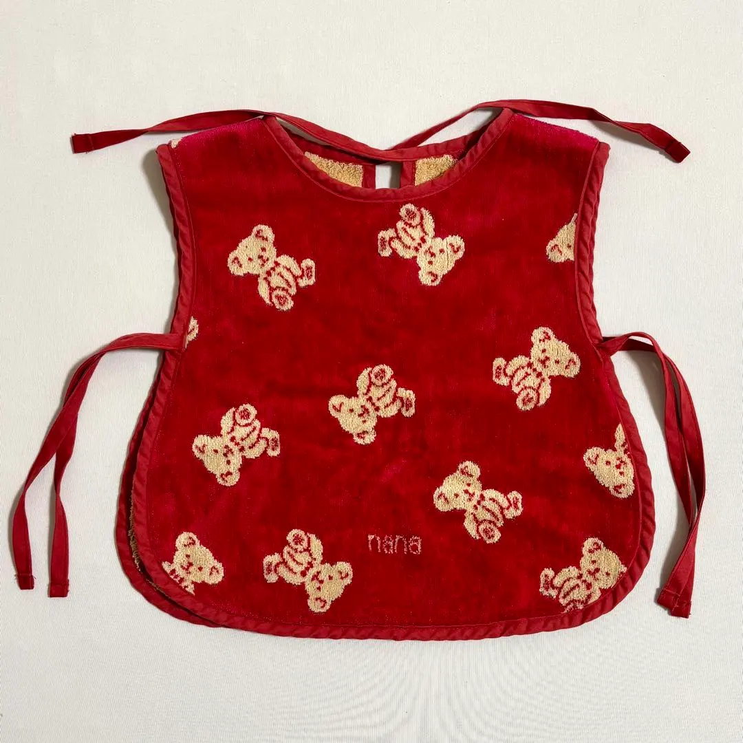 横浜nana タオル地エプロン 新品未使用 グリーンx赤 リボン柄 楽天市場