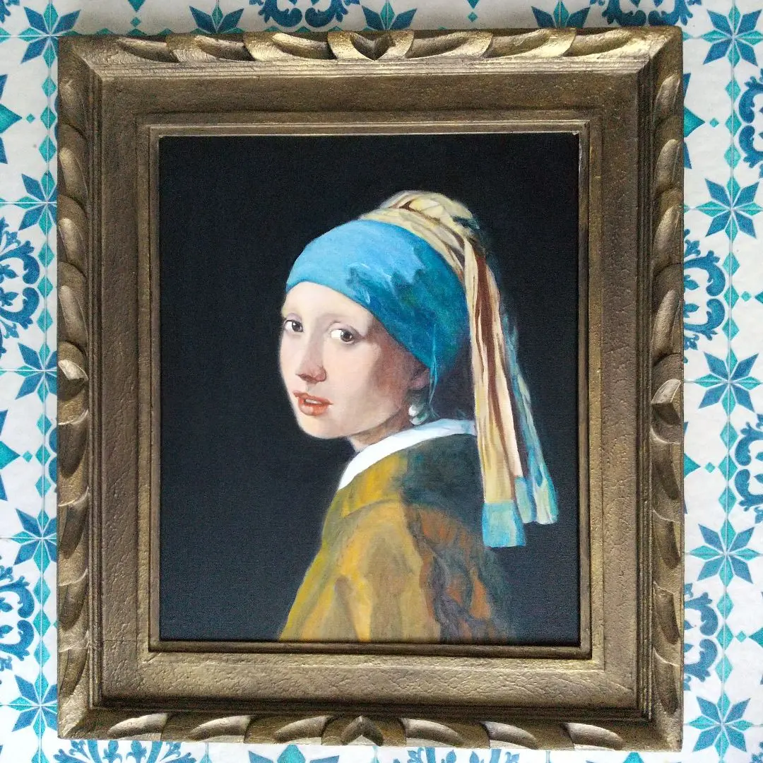 井上 司フェルメール「青いターバンの少女」模写パステル画F8