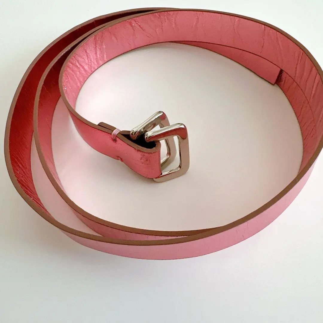 未使用）BLAMINK ナローベルト ダークブラウン メタリック やぎ皮