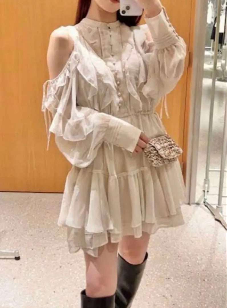 2026年最新】snidel スナイデル プリントフリルシフォンミニワンピース