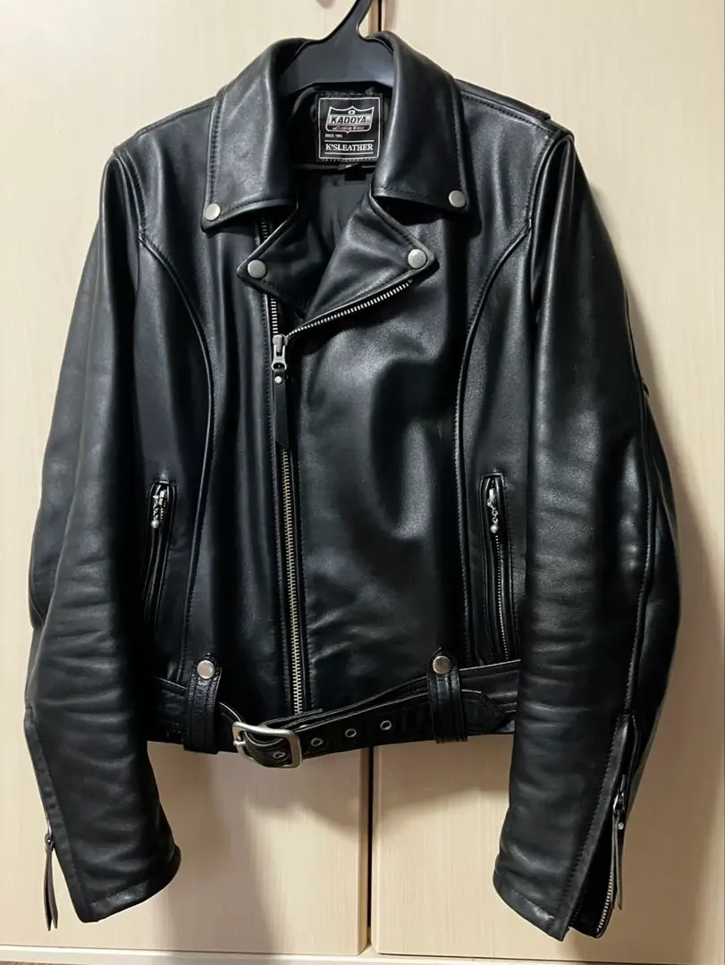 極美品】カドヤWS シングルライダースジャケットカウレザー保護パット付き