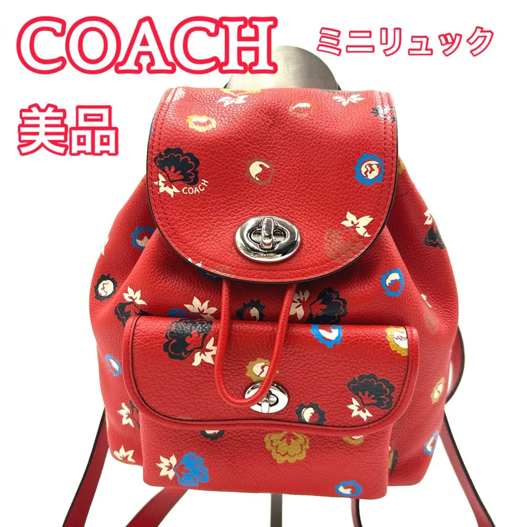 COACH ミニ チャーリー リュックサック 花柄 レザー アイボリー 2026年