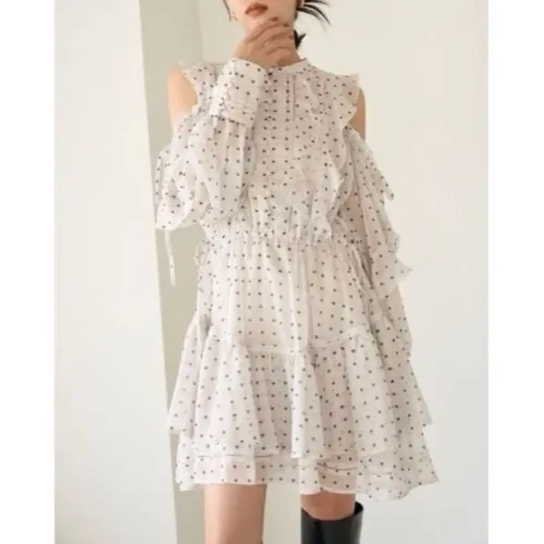 2026年最新】snidel スナイデル プリントフリルシフォンミニワンピース