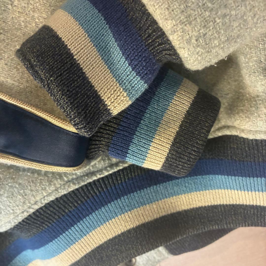 SUGARCANEStyle Eyes スタジャン グレーネイビー　レザー切替