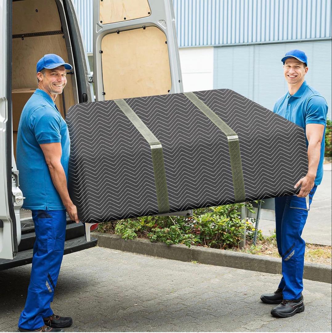 引越し用養生毛布 202×182cm 12枚＋肩ベルト付+ マットレス保護カバー