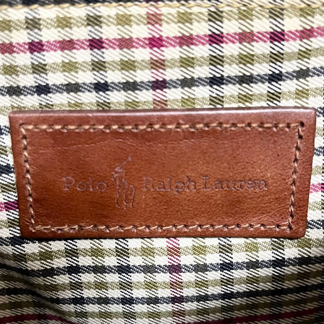 ポロラルフローレン ショルダーバッグ レザー ヴィンテージ 茶色 2層式 棒 鞄