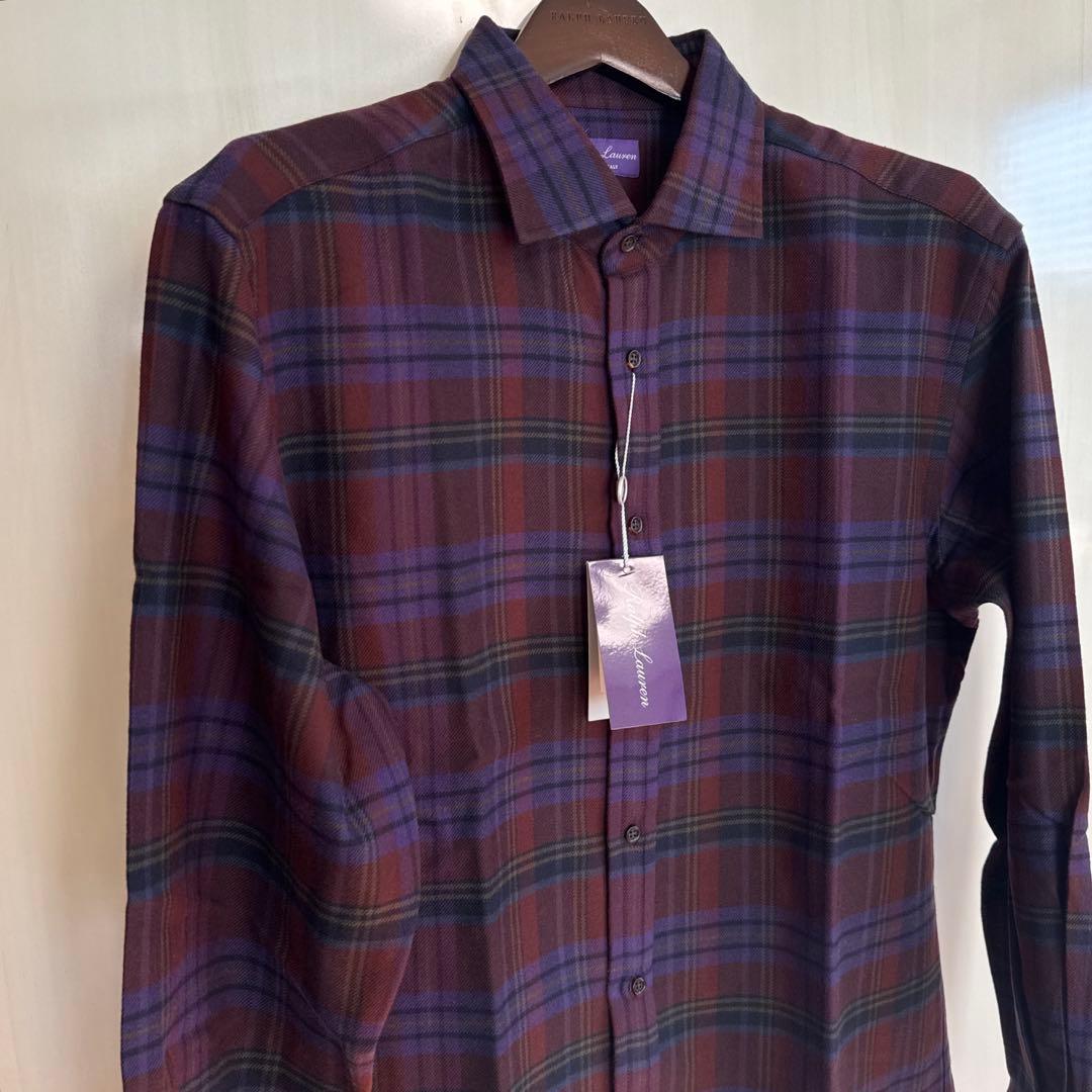 新品　ラルフローレン パープルレーベル　チェックシャツ　パープル　イタリア製　L
