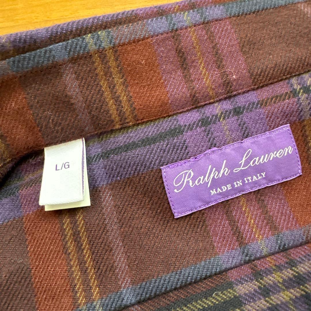 新品　ラルフローレン パープルレーベル　チェックシャツ　パープル　イタリア製　L