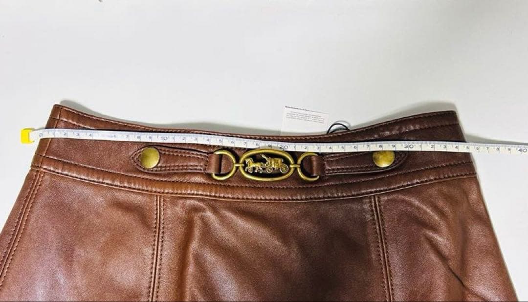 COACH ブラウンレザー ミニスカート