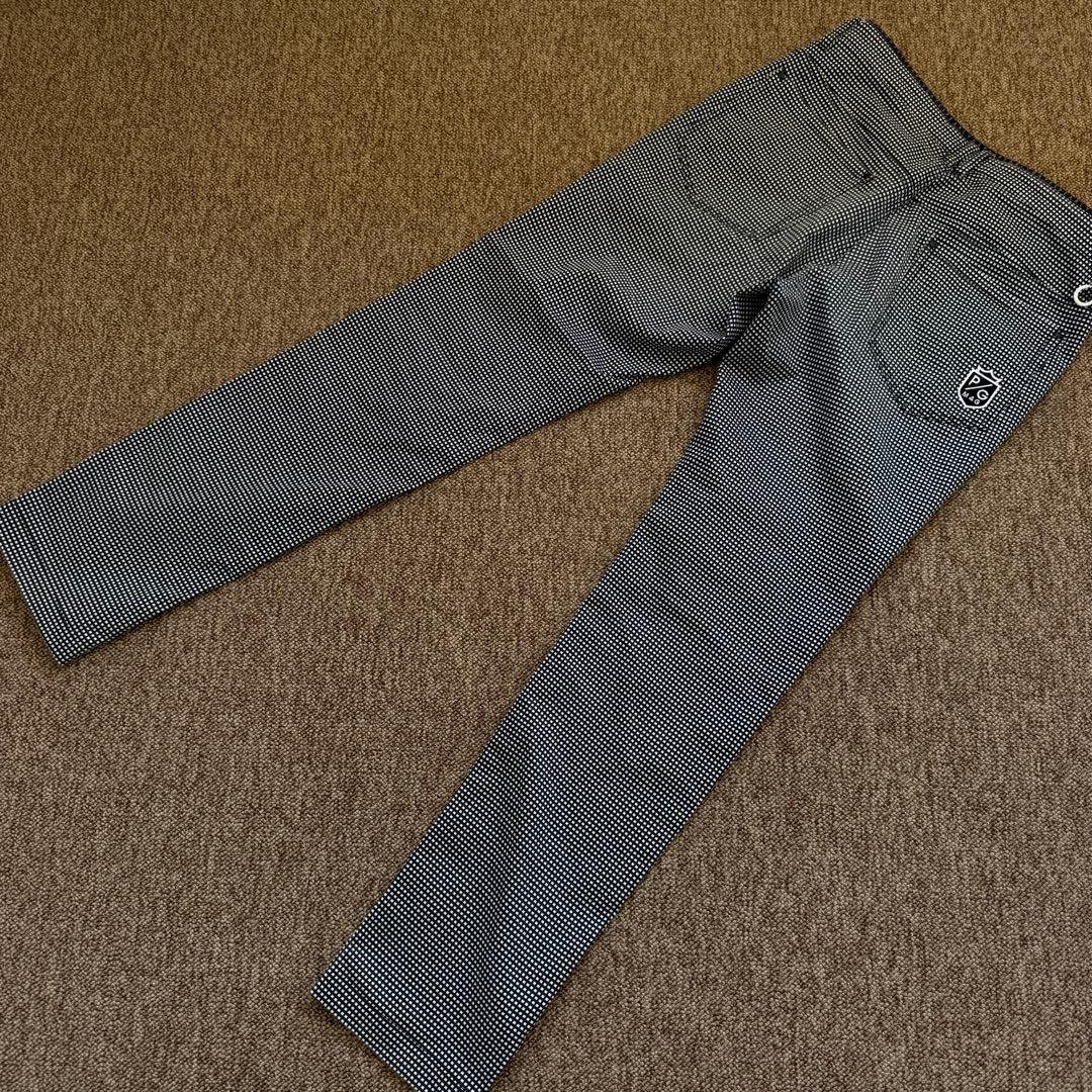 パーリーゲイツ　パンツ　L〜XL相当 紺　白　ギンガムチェック　5 コットン素材