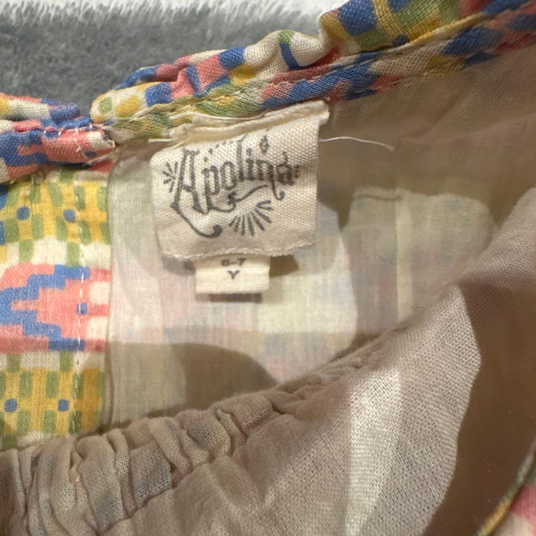 apolina 花柄スモッキングデザイン半袖ワンピース　5-7y