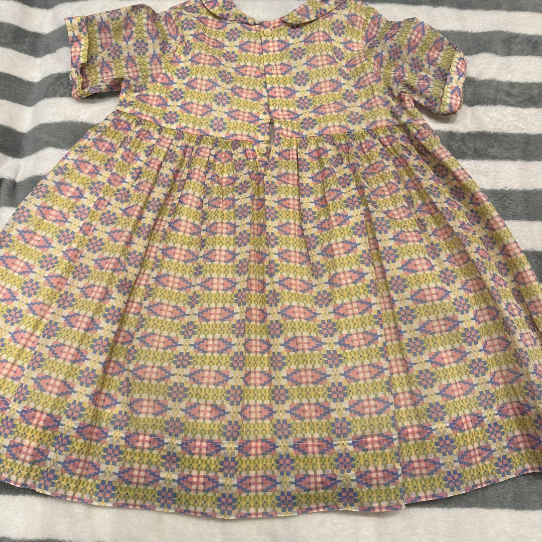 apolina 花柄スモッキングデザイン半袖ワンピース　5-7y