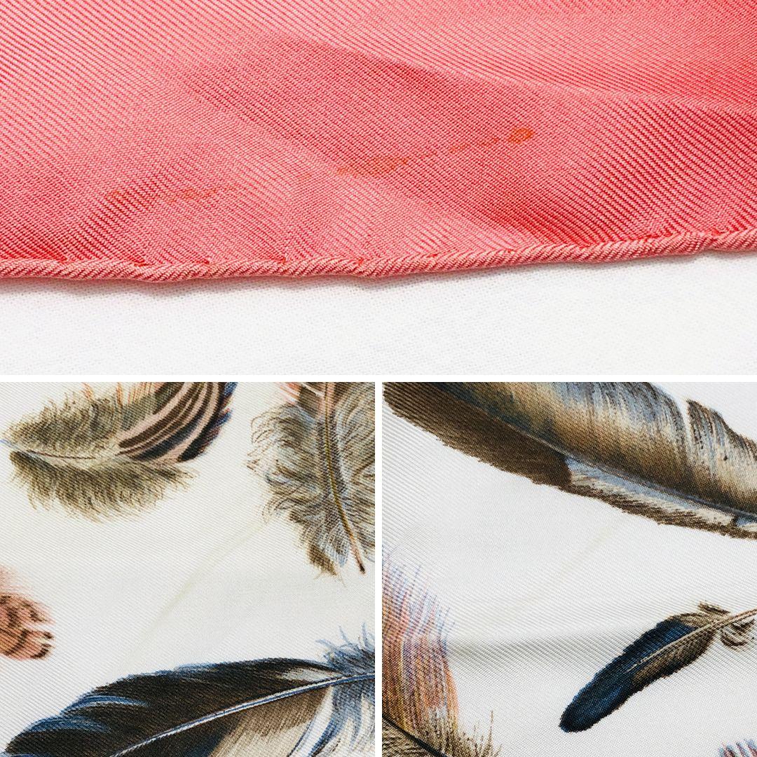 エルメス HERMES カレ90 Plumes ピンク系 スカーフ タグなし