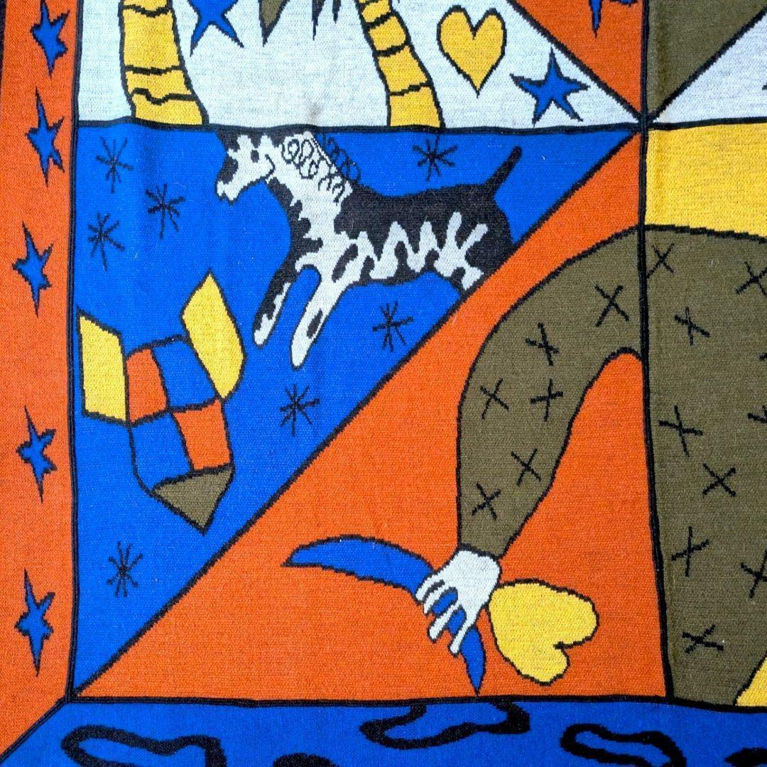 希少品 ■カステルバジャック アート柄大判ストール シマウマ ヤシの木