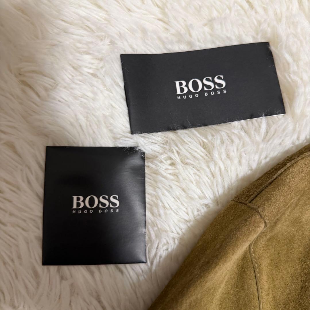 希少美品XLサイズ相当　ヒューゴボス　レザーチェスターコート　マキシ丈　ベージュ