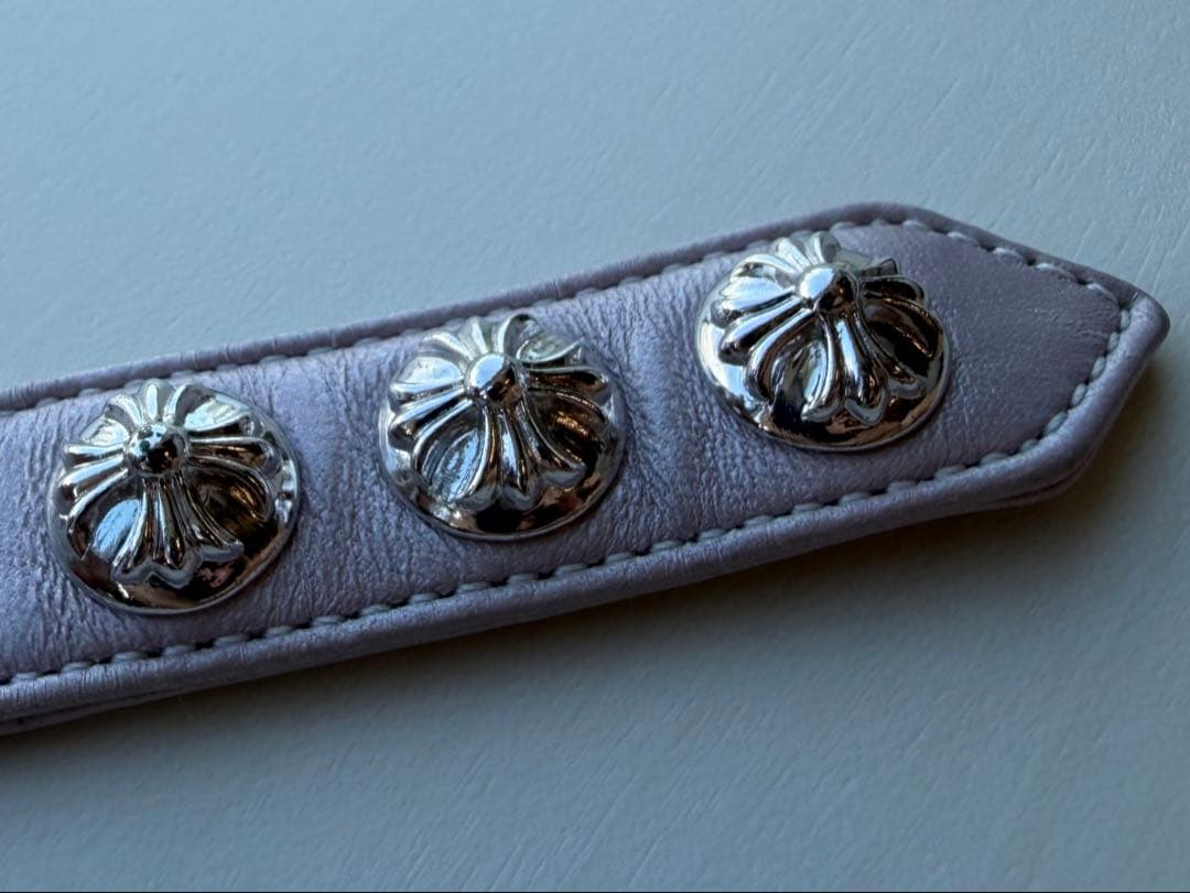 クロムハーツ　レザークロスボールブレスレット　ピンク