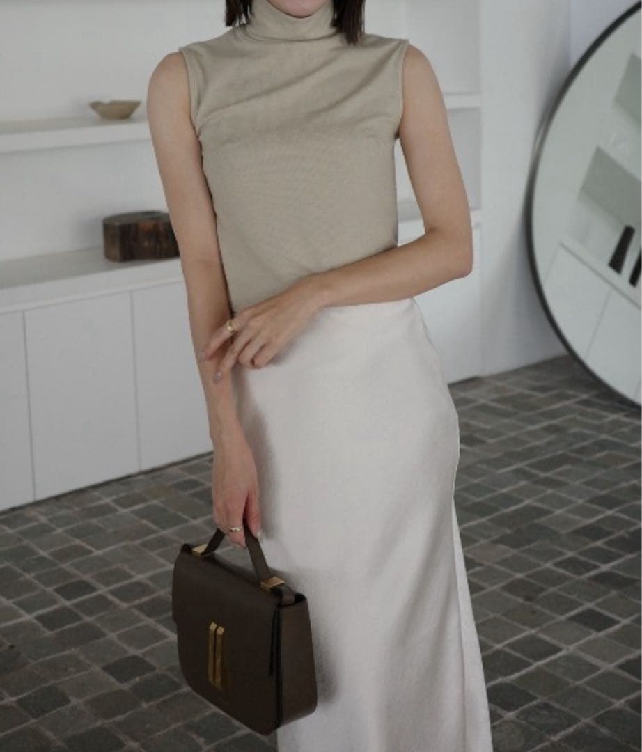 anuans レースレイヤードサテンナロースカート