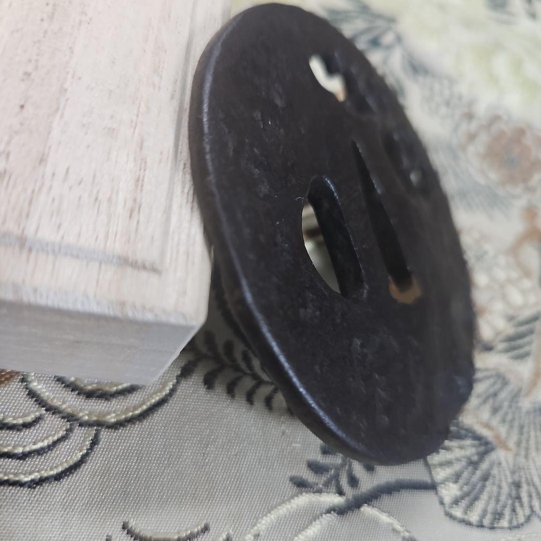 在銘　会津住正阿弥鍔　縦82mm横80mm厚さ5mm　時代物　刀装具