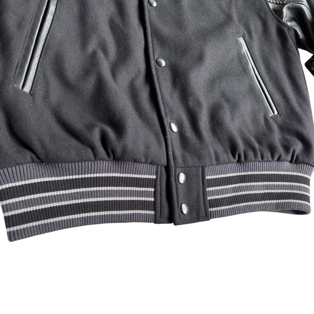 【極美品】X-GIRL エックスガール　￼スタジャン　ワッペン　袖レザー切替　黒