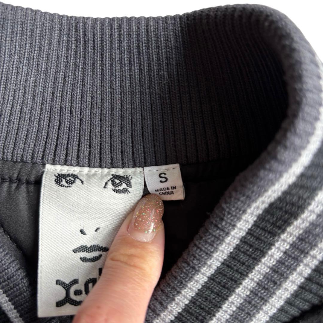 【極美品】X-GIRL エックスガール　￼スタジャン　ワッペン　袖レザー切替　黒